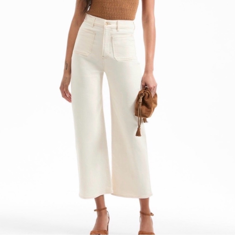 Veronica Beard Cream Wide Leg Jeans